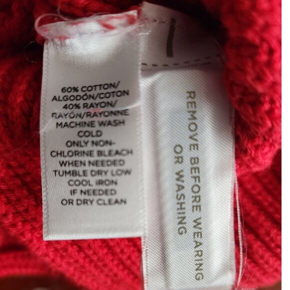 Loft Red Mock Neck Bell Sleeves Knit Pullover Sweater Size Medium - Picture 6 of 7